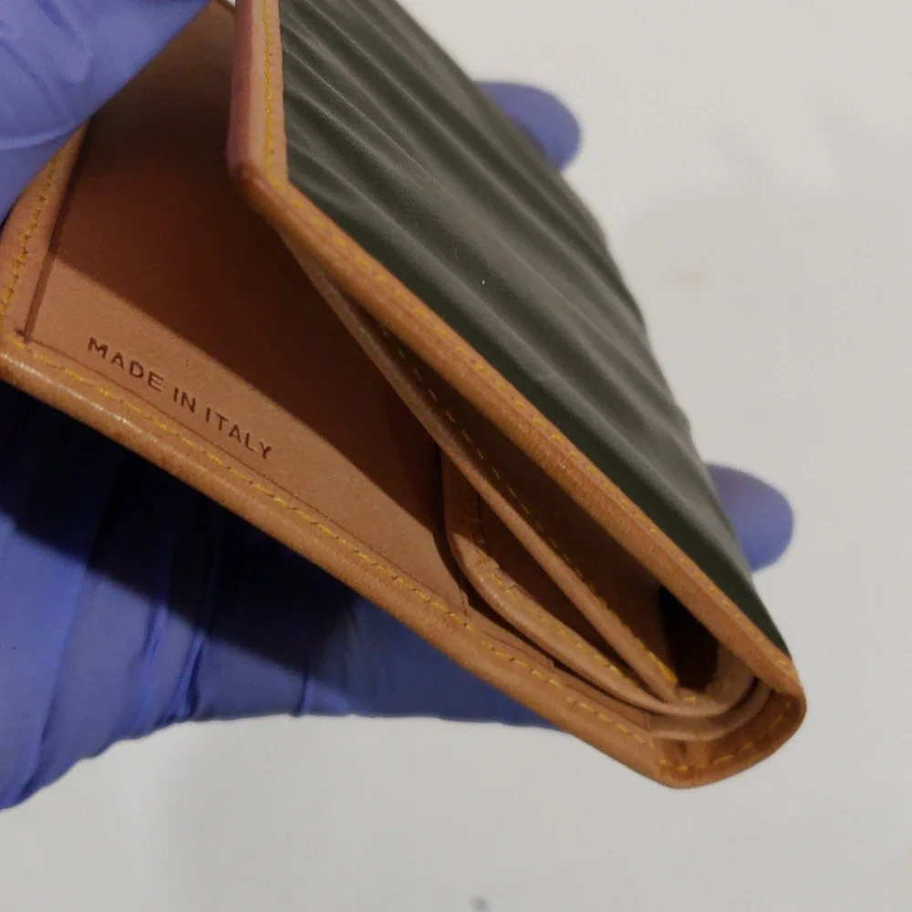 Hunting World Bi-Fold Wallet – Green Canvas w/ Tan Leather Trim, Unisex 4x3.5